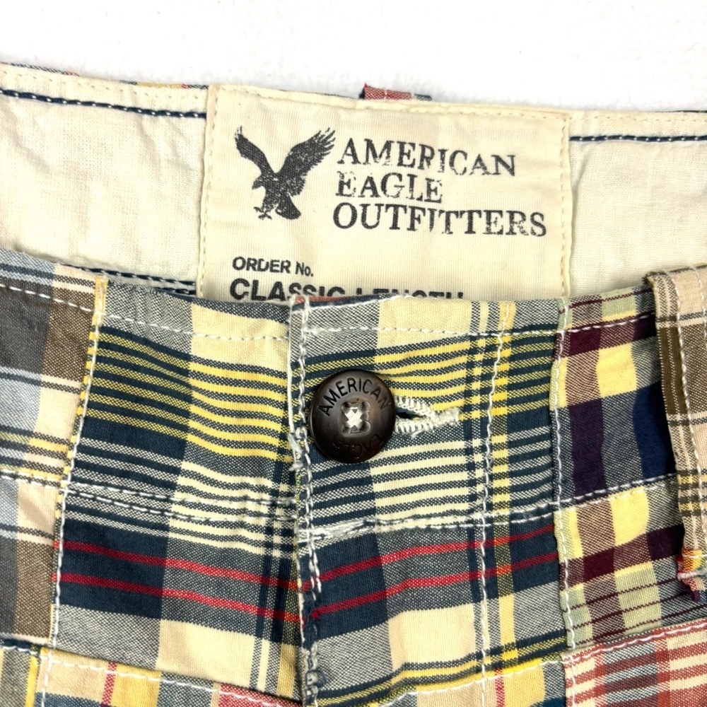 American Eagle Multicolor Patchwork Plaid 100% Co… - image 3